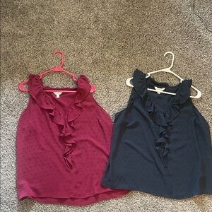 Lauren Conrad Ruffled Sleeveless Blouses - Set of Two